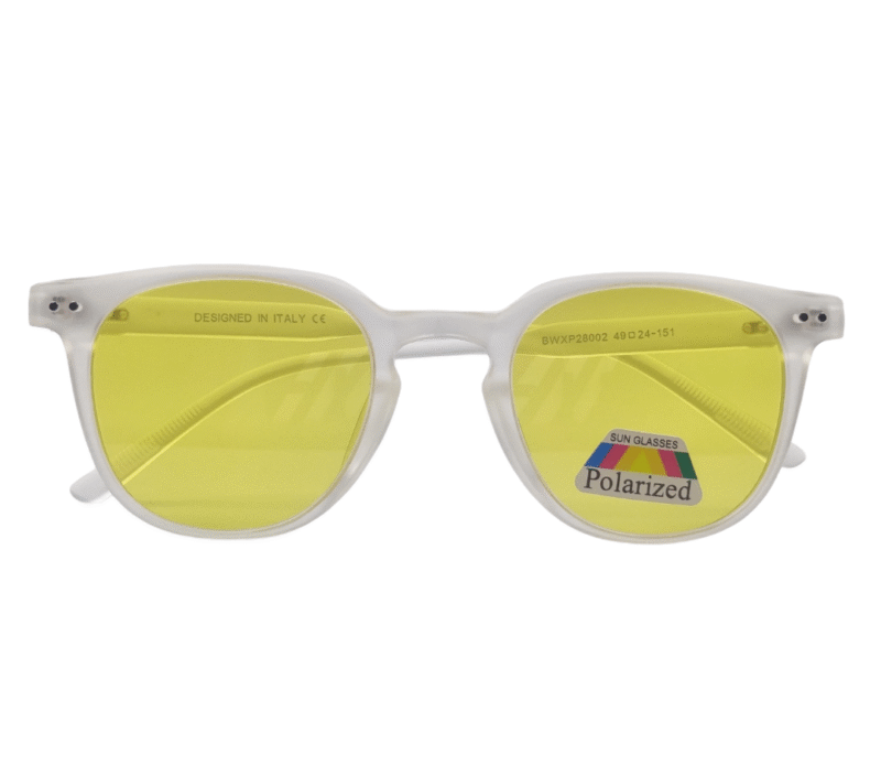 White Yellow Polarized Full Rim Square Unisex